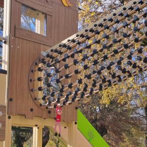 photo du lutin suspendu à un jeu du plan d'eau